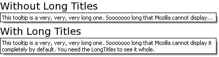 Long tooltip with and without LongTitles